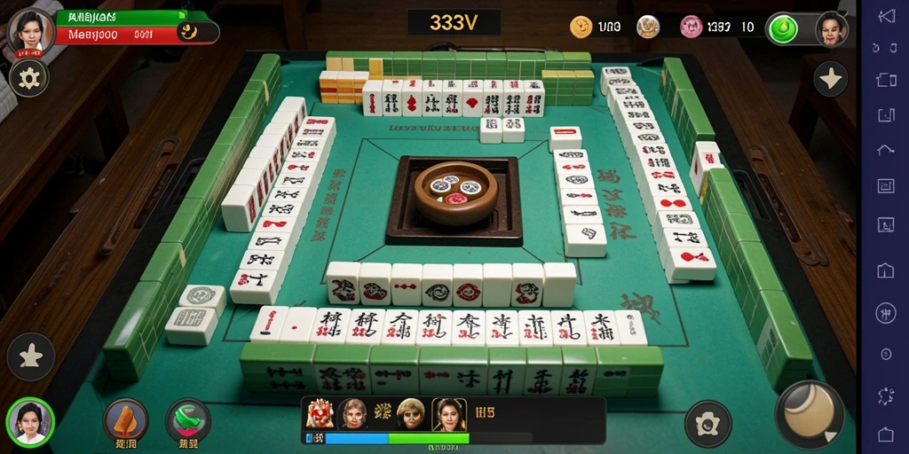 Screenshot utama 333V menampilkan pengaturan permainan Mahjong yang menarik.