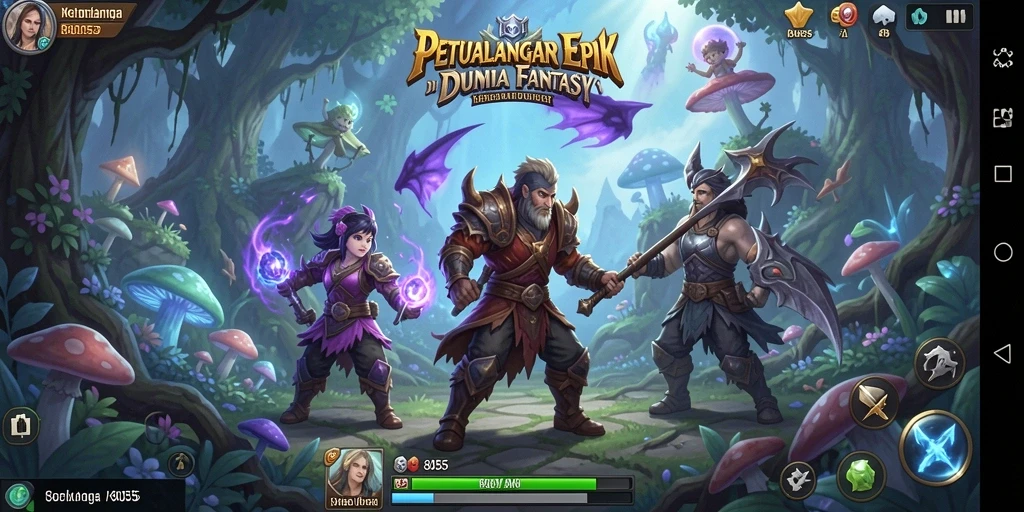 Tangkapan layar utama 8055 yang menunjukkan aksi pertarungan RPG yang seru.