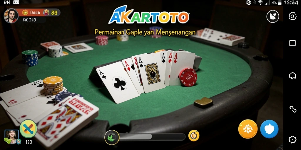 Tampilan gameplay seru dalam permainan Gaple AKARTOTO.