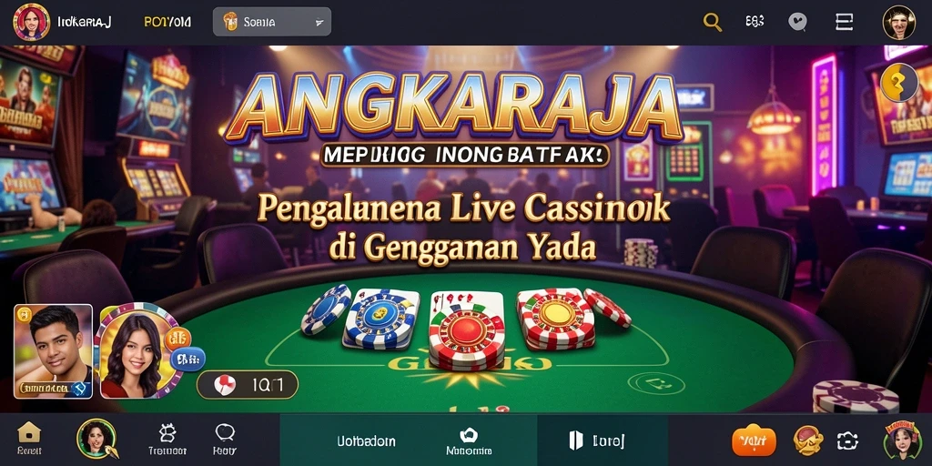 Screenshot gameplay ANGKARAJA dengan dealer dan pemain berinteraksi.
