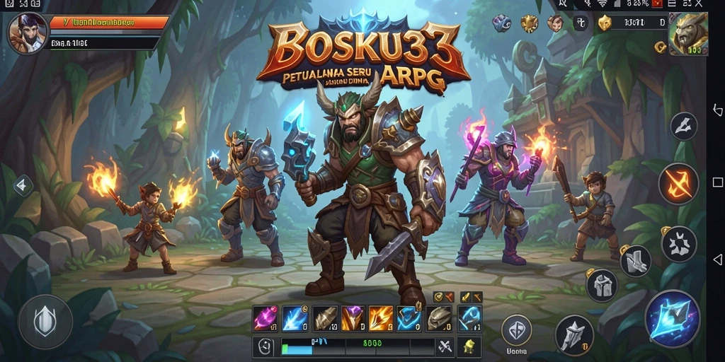Tangkapan layar permainan BOSKU33 menampilkan aksi seru dalam pertempuran ARPG.