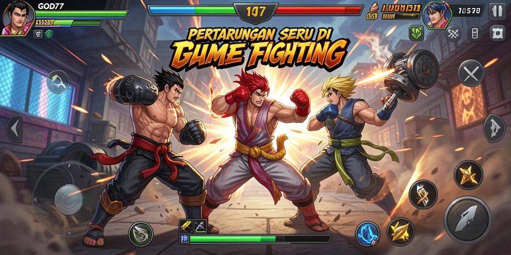 Tampilan gameplay GOD77 yang penuh aksi dan pertarungan seru.