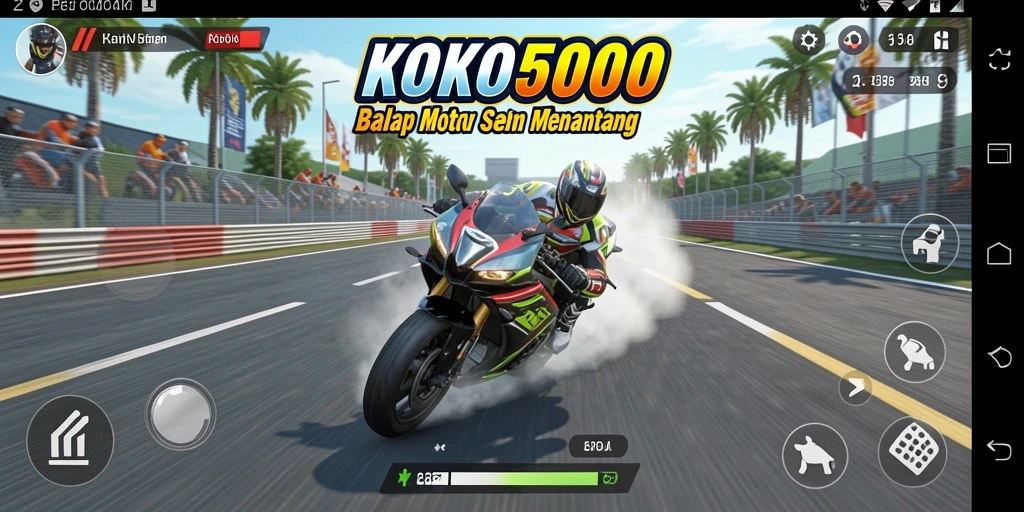 Tampilan seru dari gameplay balap motor KOKO5000.