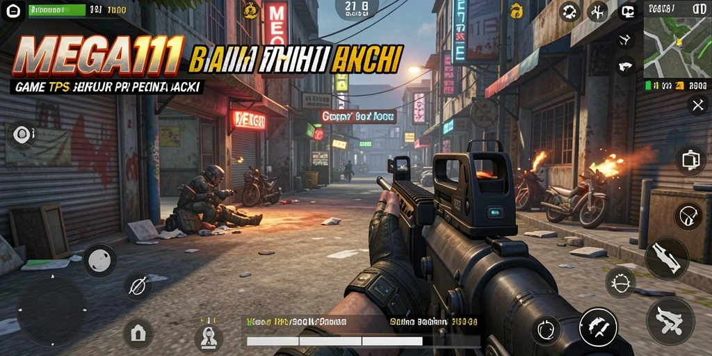 Tampilan gameplay seru dalam MEGA111 dengan aksi tembak menembak yang mendebarkan.